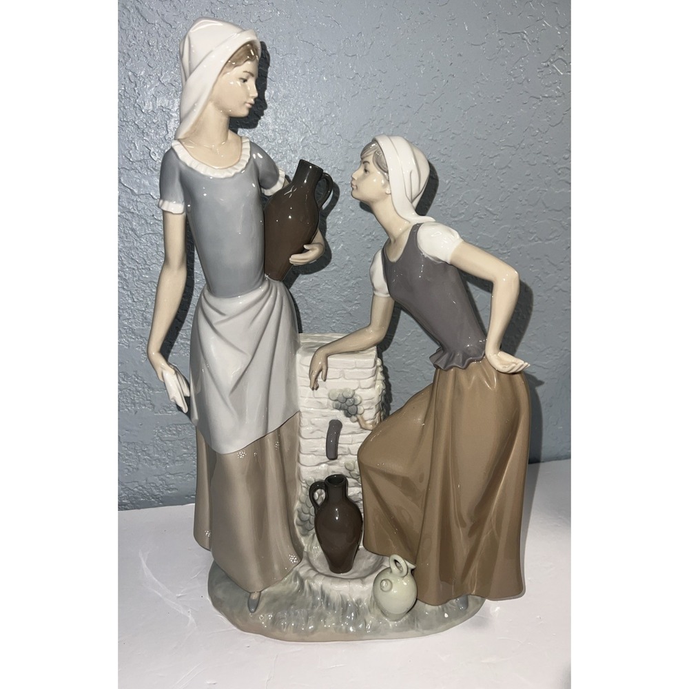 Nao by Lladro "Two Girls by Well with Watering Jugs" Sculpture
